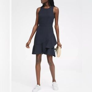 Banana Republic Ruffle Wrap Racerback Dress Black Womens Size 10